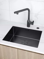 Мойка нерж. сталь NEXT 58 UNI, PM215844-MBN, матовый черный, 580х440мм, Paulmark 1,2мм