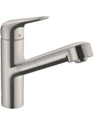 Смеситель Hansgrohe Focus M42 для кухни 150 мм вытяжной поворотный излив сталь 71829800 — миниатюра 1