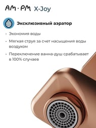 Смеситель AM.PM X-Joy F85A10044 для ванны/душа, настенный, однозахватный, фикс. излив розовое золото