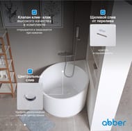 Ванна акриловая Abber (950х950) пристенная, угловая, слив-перелив, белая AB9305 — изображение 7