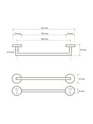 Поручень Bemeta Omega 104204342 600мм, трубка 25мм, настенный, цвет: хром