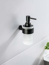 Дозатор для жидкого мыла Aquatek Лира AQ4405MB подвесной, стекло матовое, латунь, черный матовый