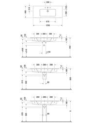 Умывальник DURAVIT ME by Starck 1230х490 отверстие под смеситель, перелив, белый матовый 2336123200