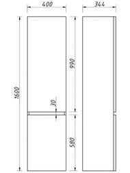 Пенал Caprigo Сидней (400х1600х344) подвесной, правый, цвет verde pistacchio 34850R-B059