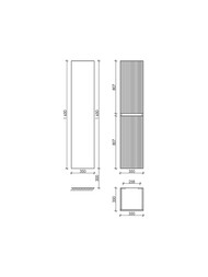 Шкаф-пенал SANCOS Snob T (350х350х1650) подвесной, две дверцы, Doha Soft PSNT35SM