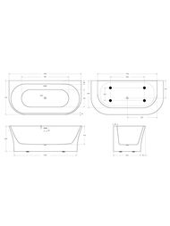 Ванна акриловая BelBagno BB711-1700-750 (1700х750х600) пристенная,полукруглая,белый