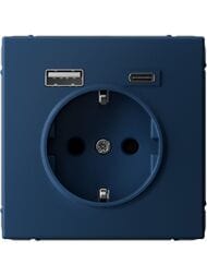 Розетка Systeme Electric ARTGALLERY 16А с 2 USB A+C, 5В/2,4А/3,0А, 2х5В/1,5А, аквамарин, GAL001132