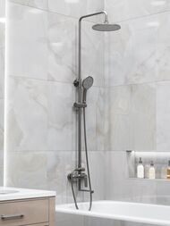 Душевая система ESKO Lagos Gun Metal ST205LGGM  настенная, ручной/верх. душ, поворот. излив, графит