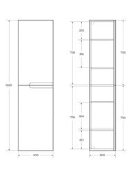 ����� ��������� Cezares Duet (400�300�1500) 2 ������, ���� Bianco Lucido DUET-1500-2A-SC-BL