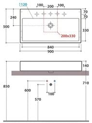 Раковина Globo Stone (900х500х140) подвесная/накладная, без отверстия под смеситель, белая SCQ91BI