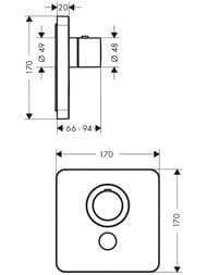 Смеситель Axor ShowerSelect 36706000 для душа,термостатический с клапаном, хром