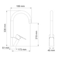 Смеситель для кухни WasserKRAFT Leine 3507 однозахватный, высокий, поворотный излив, цвет: хром