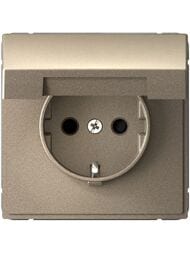 Розетка Systeme Electric ARTGALLERY с заземлением, шторка, крышка, 16А, IP20, шампань, GAL000546