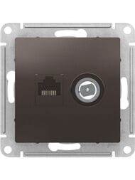 Розетка Systeme Electric ATLASDESIGN двойная компьютерная+ТВ RJ45+TV категория 5E мокко ATN000689