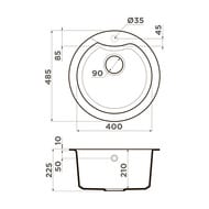 Мойка Omoikiri YASUGATA 48R-BL d485мм, круглая, врезная, тетогранит, черная 4993130