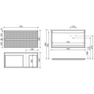 Тумба под раковину SANCOS Snob R (995x445x500) подвесная, правая, два ящика, Beige Soft SNR100RCE
