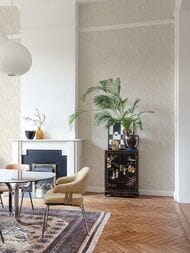 Обои виниловые на флизелине Grandeco Maison MN 2001 (0,53х10,05) листья, белые (рул.)
