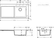 ����� �� ������� Hansgrohe S51 43314380 (1050�500) �������, �����.��� ����., ����� �����