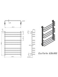 GROTA ECO FORTE Полотенцесушитель "Лесенка" 630x900 полиров. нерж. сталь, диаг./ниж. подкл. D-1/2"
