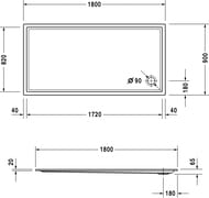 Поддон акриловый Duravit Starck 1800х900 72013400000000