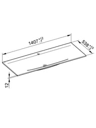 Раковина Keuco Edition Lignatur 1405х538 накладная на тумбу,1 отверстие под смес., белый 33360311401