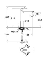 Смеситель Grohe Lineare New 23405001 для умывальника однорычажный, для свободностоящих раковин, хром