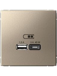 Розетка Systeme Electric ARTGALLERY USB A + тип-C 45Вт, высокоскор.заряд. QC, PD, шампань, GAL000529