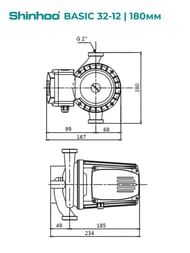Насос циркуляционный SHINHOO BASIC 32-12 180 1x230В, 2", с гайками, 71211011