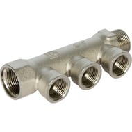 Коллектор VALTEC 3/4" на 3 выхода 1/2"В магистральный без кранов, никель VTc.550.N.0503 — миниатюра 1