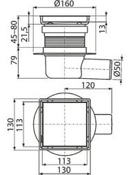 ������� ���� Alcaplast APV140S (130x130/50) ������� ��������, ������� ����.�����, ������.�����������