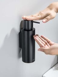 Дозатор для жидкого мыла Aquatek Оберон AQ4205MB подвесной, нержавеющая сталь, латунь, черный  мат
