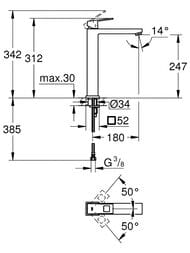 Смеситель Grohe Eurocube 23406000 для умывальника однорычажный, XL-Size