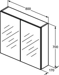 Зеркало-шкаф Ideal Standard MIRROR&LIGHT (800х700х170) подсветка, розетка, космет зеркало T3442AL — изображение 2