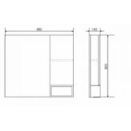 Зеркало-шкаф COMFORTY Турин-90 (750х800х140) подвесной, дуб бежевый 00004136265