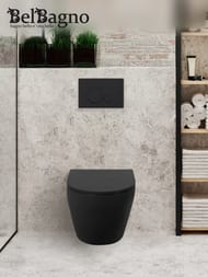 Унитаз подвесной BelBagno Colorato (365х490х370) безободковый, черный мат, BB062CHR-MB без сиденья — изображение 7