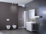 Geberit Smyle Square Тумба с раковиной 75 см, белый глянец + Зеркальный шкаф, подсветка 529.353.00.7