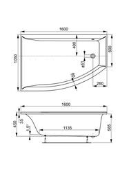 ����� ��������� VAGNERPLAST VERONELA OFFSET 160 L (1600�1050�450) �������, ����� VPBA160VEA3LX-04