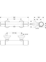 Ideal Standard MELANGE Смеситель для душа A4279AA термостатический, без душевого набора — миниатюра 2