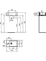 Рукомойник Ideal Standard Lux STRADA 450х270х130 отверстие под смеситель K081701
