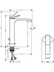 Смеситель Hansgrohe Vivenis 75040000 для раковины, однорычажный, излив 250, сливной гарнитур, хром — изображение 3