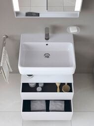 Тумба под раковину Duravit Qatego 590х470мм подвесная, 2 ящ., подсветка, белый мат. QA4393018180010