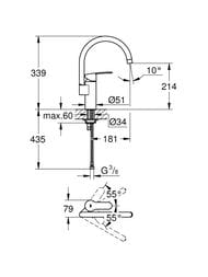 Смеситель Grohe EuroStyle Cosmopolitan 30221002 для кухни однорычажный, высокий излив, хром