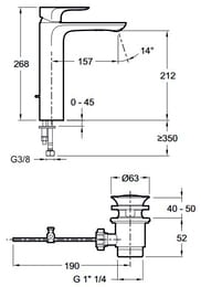 ��������� Jacob Delafon ALEO ��� �����������, ������� ����� 212 ��, � ������ �������� E72298