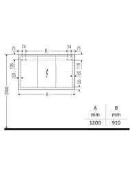 �������-���� Duravit L-Cube 1200�700�154 ���������, ������, 4 �����, ����� LC7553018180000