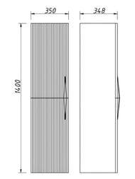 Пенал подвесной Caprigo Novara (350х1400х348) левый, графит, 2 двери 35950L-SF019