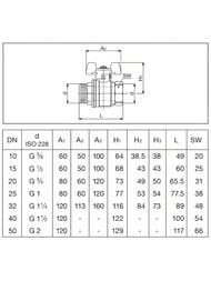 Кран шаровый Oventrop Optibal 1"ВН DN-25 PN 16 полнопроходной, ручка бабочка, латунь 1076308