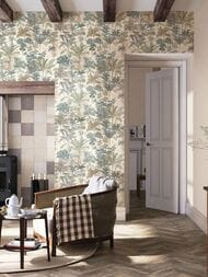 Обои виниловые на флизелине Kerama Marazzi Оазис мотив (1,06х10,05) темно-зеленые KM6205 (рул.)