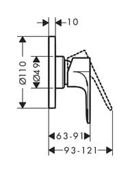 Смеситель для душа Hansgrohe Rebris S 72648670 однозахватный, со скрытой частью, мат.черный — миниатюра 2