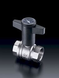Кран шаровый Oventrop Optibal 3/4"ВВ DN-20 с термометром, полнопроходной, 16 бар, латунь, 1078006