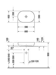 Раковина Duravit Luv 600х400 шлиф., белая, антигряз. покр., выпуск с керамич. крышкой 03796000001